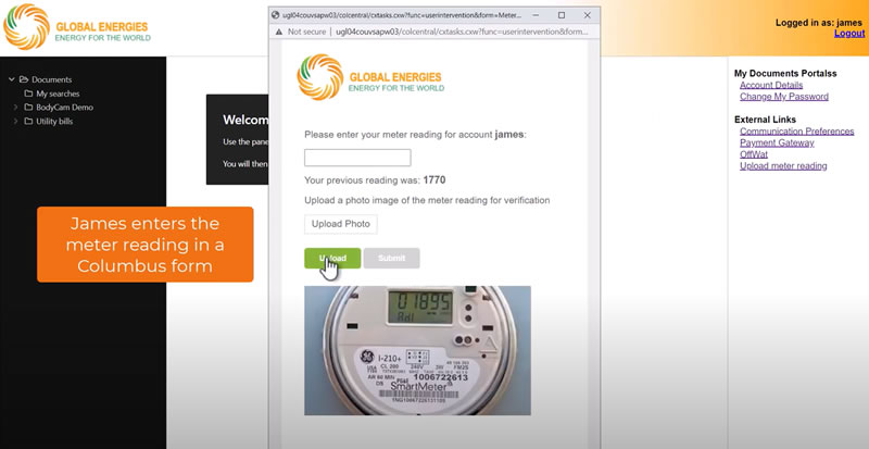 screenshot showing dynamic personalization for a utility customer